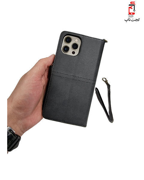 کیف-موبایل-آیفون-8-برند-JDK-به همراه-جای کارت-و-گارد مگنتی-چرمی-رنگ-مشکی